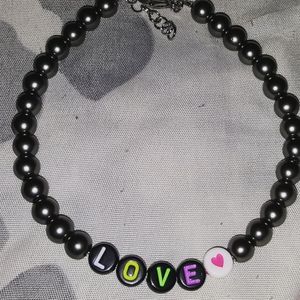 Steel colord glass beaded love bracelet